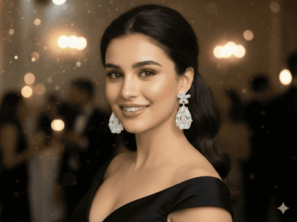 Golden Blossom Pear-Cut Crystal Drop Earrings