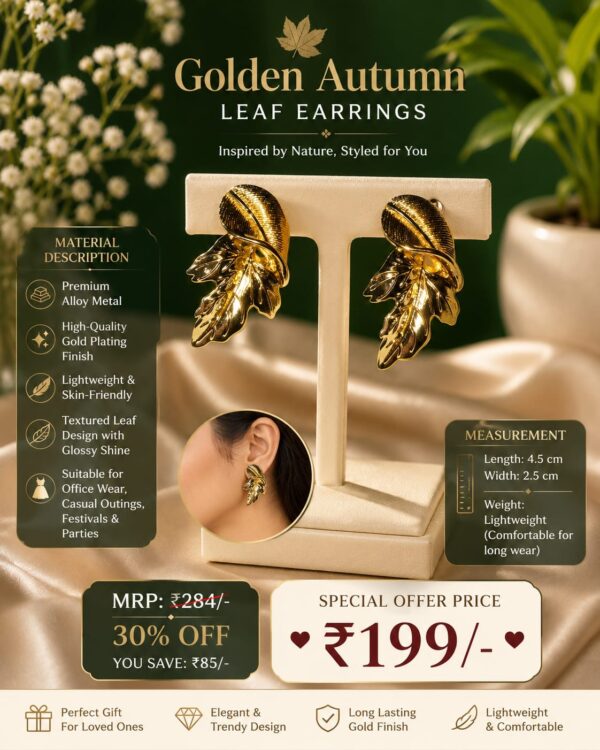 Golden Autumn Leaf Earrings